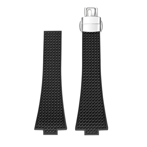 MBUIOPJ Compatible con reloj Tissot PRX T137 FKM de 11 mm y 12 mm for hombre y mujer, correa de caucho fluorado, cierre plegable de liberación rápida.(Black-S buckle,12mm)