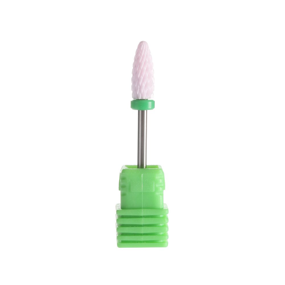 SpeTool Ceramic Nail Drill Bits Flame 3/32" Shank For Manicure Electric Dill File, Coarse Grit, Pink