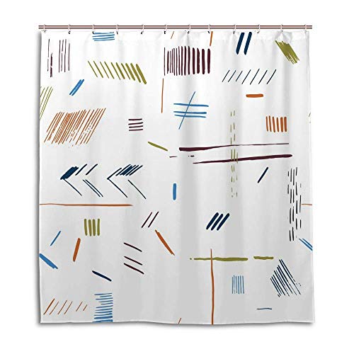 Rideau de douche Memphis multicolore en polyester imperméable avec crochets 168x183 cm