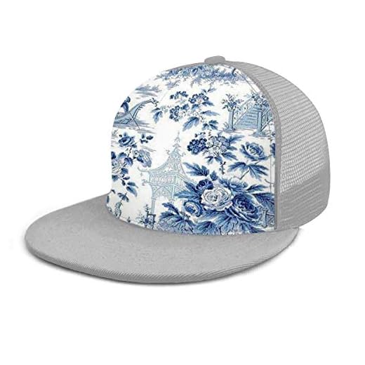 Gorra de béisbol del Estilo Chino de los Azules claros Chinoiserie Toile Plana Gorras Strapback