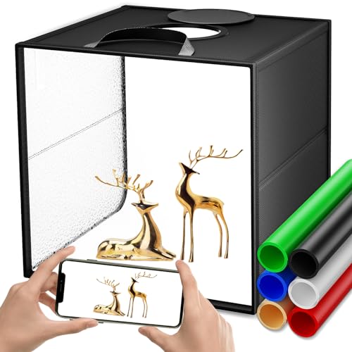 Box Fotografico, Couleeur 40CM 5600K Portable Scatola di Luce da Studio Équipé de 6 Panneaux de Fond Colorés et 120LEDs, CRI95+ Studio Fotografico Pieghevole, Adapté à la Présentation de Produits