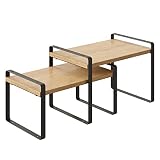 HILINSIE Cabinet Organizer Shelf- Set of 2 Kitchen Counter Shelves, Expandable Spice Racks, Stackabl