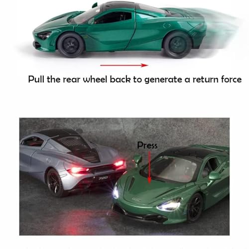 Image of McLaren 720s Model Car Sports Car 1:32 Exclusive Alloy Metal Pull Back Die-cast Diecast Metal Pullback Toy car with Openable Doors & Light Music Gifts Toys for Kids【Colors as Per Stock】