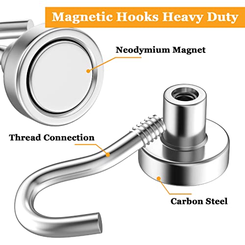 Min Ci 18Pack Super Strong Magnetic Hooks, 25Lbs Heavy Duty Magnetic Hook For Hanging, Rare Earth Neodymium Magnet Hooks, For Cruise Ship Camping Grill Kitchen Fridge Garage Wall #TOP1