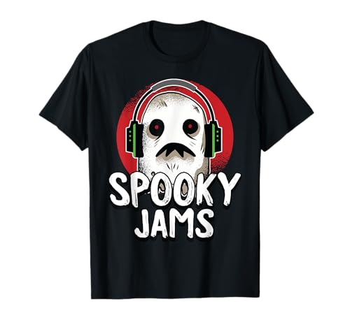 Spooky Jams Lazy Disfraz de Halloween fantasma DJ espeluznante Camiseta