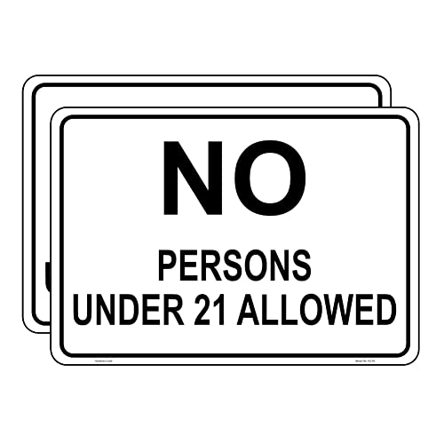 Haobase 2 Pcs No Persons Under 21 Allowed Sign Sticker - 25 cm x 17.5 cm - Self Adhesive Vinyl