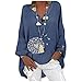 Produktbild Leinenbluse Damen Oversize Leinenbluse Elegant Schmetterling Druck Shirt Bluse Leinen V-Ausschnitt Longshirt Oberteile Tunika Lose Lang Tops