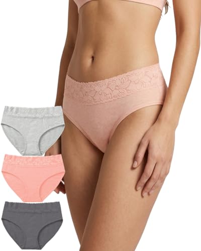 Image of NICSY Women's Panties Full Coverage Soft Touch Cotton Elastane Stretch Lace Underwear Styled Hipster with Panty for Women