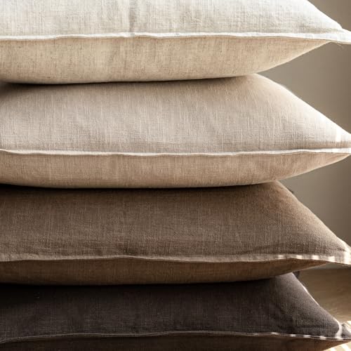 Foindtower Pack of 2, Decorative Linen Soild Throw Pillow Covers Soft Accent Cushion Case Farmhouse Neutral Pillowcase for Chair Couch Sofa Bedroom Living Room Home Decor 16 x 16 Inch Tan Beige