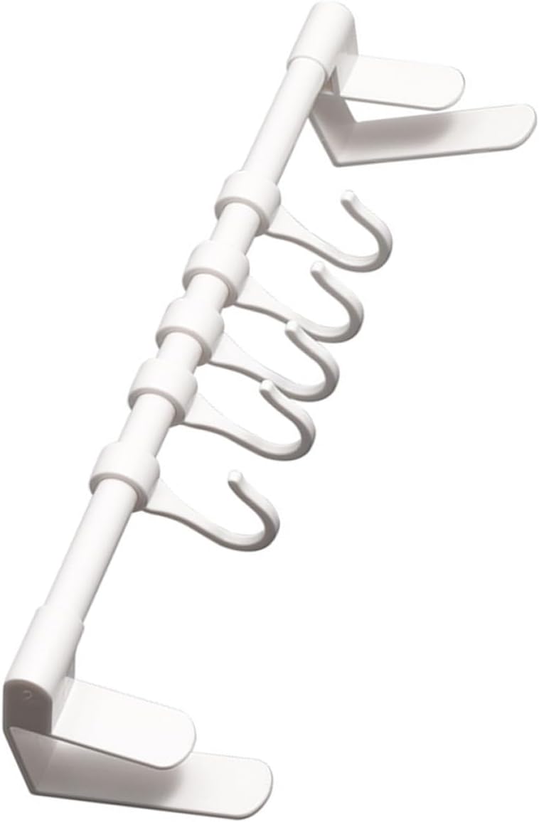Cabinet Multi-use Kitchen Utensil Hooks White Plastic Heavy Duty No Drilling Hanging Rack for Kitchen Storage and Organization