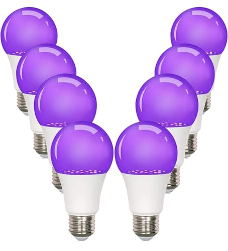 8-Pack LED Black Bulb A19 9W (100W Equivalent) E26 Base UVA 385-400NM