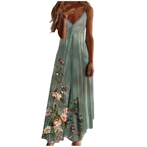 Robe d'été imprimé floral longue décontractée col en V fente latérale pour garde-robe femme