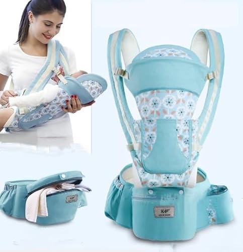 Bolsa Canguru Ergonômico Bebê Mãe Premium Posições 3 Em 1 (Azul bebê)