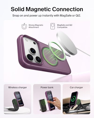 Image of Belkin Grip Case for iPhone 18 Pro / 17 Pro, MagSafe & Qi2 Compatible, Up to 2m Military-Standard Drop Protection, Anti-Slip Grip, Nano-Titan Technology, Camera Control, Burgundy