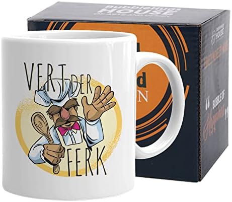 Swedish Chef Mug 11 oz, Vert Der Ferk Funny Cup Gift Idea for Chefs Sous Chef Culinary Food Cook Meals Gourmet Kitchen Cooking Dishes, White