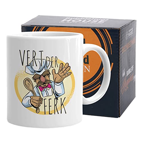 Swedish Chef Mug 11 oz Vert Der Ferk Mugs for Chefs Cook Food Meals, White