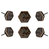 TRINCA-FERRO Set of 6 Ceramic Kino Brown Knob Kitchen Cabinet Cupboard Door Dresser Wardrobe and Drawer Pull for Bahtroom | Bedroom | Office | Kitchen