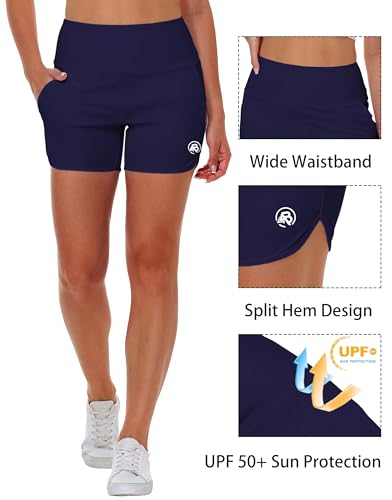 Image of AOBUTE Womens High Waisted Swim Board Shorts UPF 50+ Quick Dry Swim Trunks with Pockets
