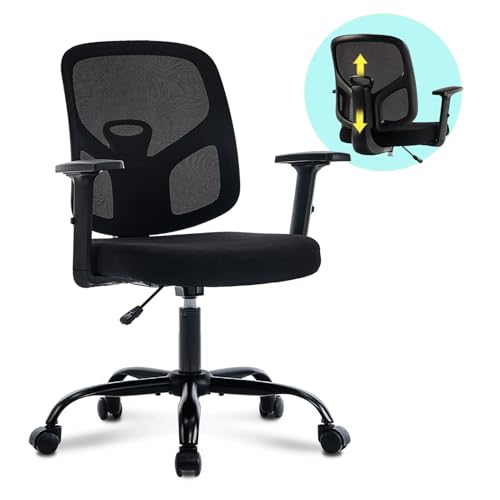TOPDRGN Office Computer Desk Chair, Ergonomic Mesh Rolling Work Swivel Chairs Adjustable Cute Task Chair with Lumbar Support for Small Space Home Office,Study,Student,Adults and Teens (Black)