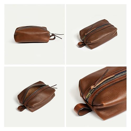 BJOHVPPS Toiletry Bag for Men, Leather Travel Toiletry Organizer Dopp Kit Water-Resistant Shaving Bag for Toiletries Accessories, Door Room Essentials - Best Gift for Men(Brown) - Image 8