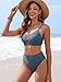 ANRABESS Bikini Sets for Women Summer High Waisted 2 Piece Bathing Suit Ribbed U-Wire Cutout Swimsuit Beach Vacation 2026 Grey Blue Large
