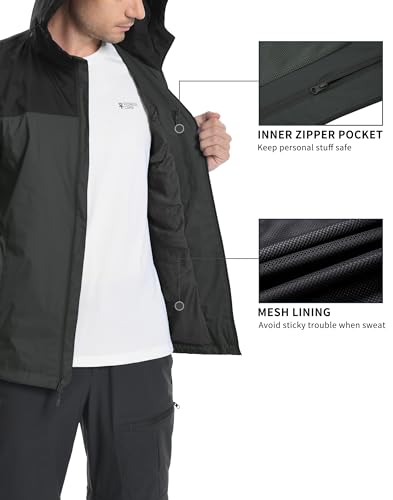 Image of Pioneer Camp Men's Rain Jacket Waterproof with Hood Lightweight Packable Raincoat Rain Shell for Outdoor Hiking Travel