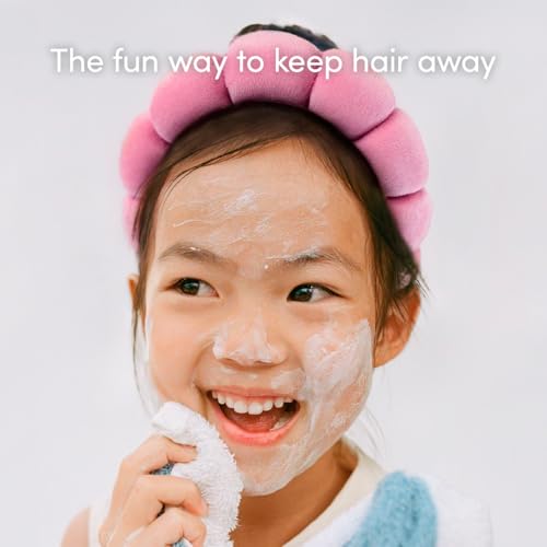 Evereden Kids Spa Headband: Stylish, Soft, & Adorable Sponge and Terry Fabric Spa Headbands for Girls - Face Wash Headband for Face Washing, Putting on Face Paint, or Just Having Fun