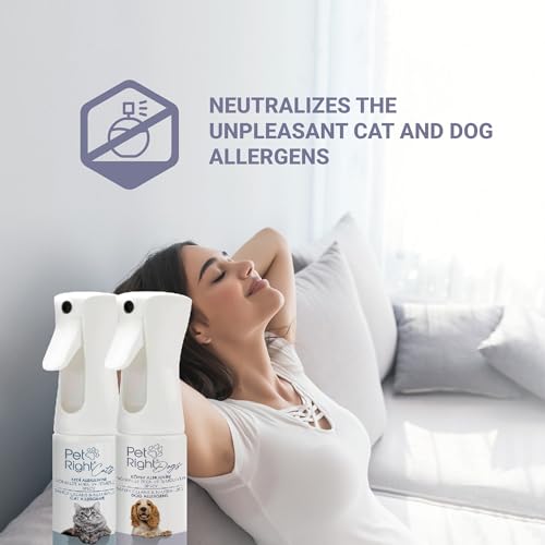 Pet Right Hundeallergen Neutralisierungsspray für den Menschen, Frei von Duftstoffen, Sicher auf Textilien, Reiniger für Mehrere Oberflächen und Linderung von Allergien, Vielseitig Einsetzbar, 200 ml