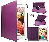 ipad 4th Generation Case 9.7in 360 Degrees Rotating Stand Leather Magnetic Smart Cover Case for Ipad 2/3/4 Gene Case with Bonus Screen Protector, Stylus and Cleaning Cloth (Purple)