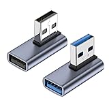 AreMe 90 Degree USB 3.1 Adapter 2 Pack, Left and Right Angle USB A Male to Female Converter Extender for PC, Laptop, USB A Charger, Power Bank and More