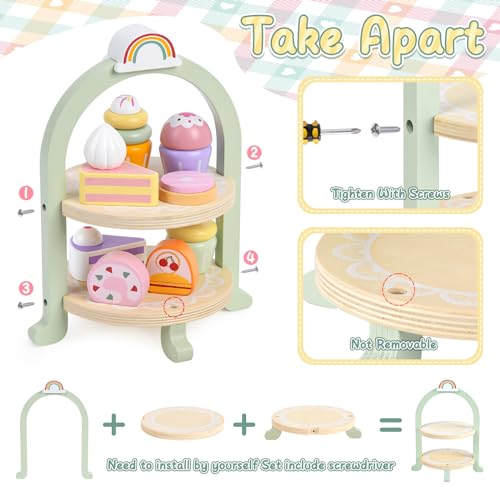 Lonico WOODEN Tea Party Set For Little Girls Toddler Tea Set thumb #4