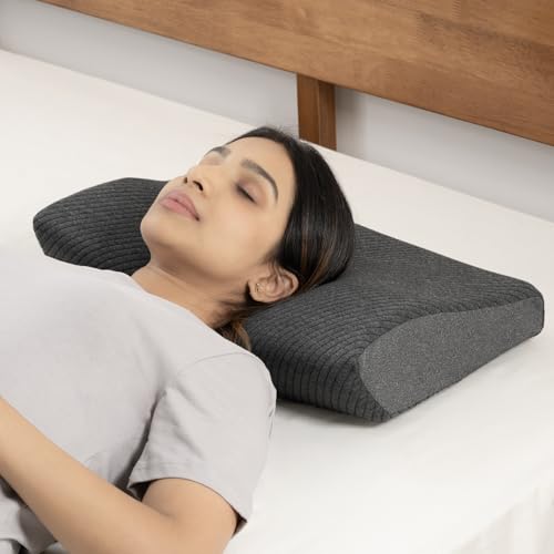 Image of Wakefit Orthopedic Cervical Pillow | Small Size 19.5x11.5x4 Inch Memory Foam Pillow for Neck & Shoulder Pain | Machine Washable Ultra Soft Jacquard Cover | 2 Year Manufacturer Warranty - Dark Grey