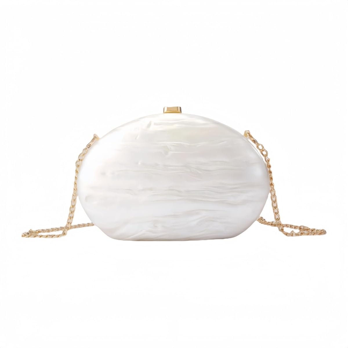 GBWYI Acrylic Oval Clutch Evening Bag for Women Marble Shell Shape Crossbody Purses Unique Chain Shoulder Handbag for Wedding