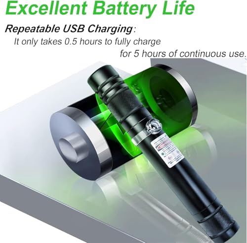 Image of Laser Light | USB Rechargeable Green, Laser Pointer | Long-Range, Laser Light Powerful | for Party, Disco Light Adjustable Mode, 2000m Handheld Laser Pen, Suitable for Camping, Hiking (Green)