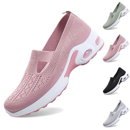 Women Knit Mesh Orthopedic Shoes Slip-On Air Cushion Walking Shoes Lightweight Breathe Arch Support Anti-Skid Sports Loafers4