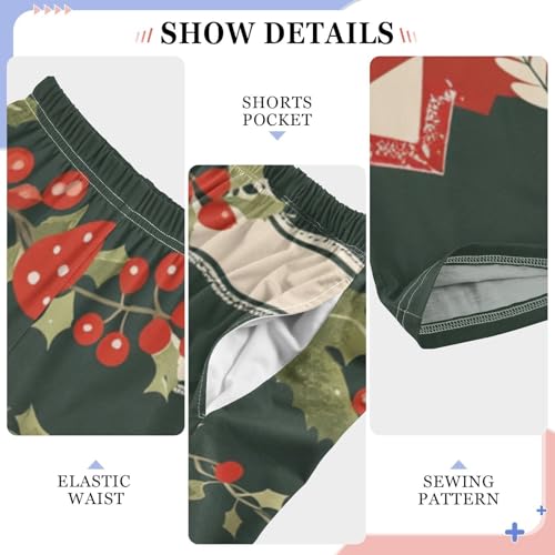 Boys' Pants Leaves Green Christmas Stripe Long Bottoms Jogger Pants Elastic Waist Trousers with Pockets S-XL4