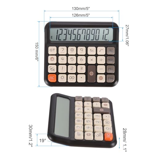 Calculadora mecánica de 12 dígitos marrón con pantalla LED grande y botones retroiluminados 2