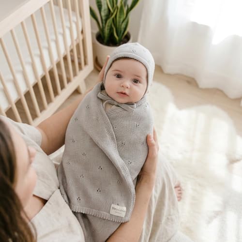 Image of Baby Gift Set -Thoughtful Baby Shower & New Baby Gift for Boys & Girls, Baby Gifts, Gift Registry by Name, Gifts for Baby boy (Pointelle - Dove Grey)