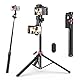 ULANZI MT-78 185cm Handy-Kamera Stativ Ausziehbares, Bluetooth Selfie-Stick, Telefonkamera-Stativständer mit Telefonclip, Cold Shoe, 360°-Kugelkopf-Kamerastativ, für DSLR-Kamera Sony, Canon, iPhone