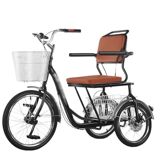 KIBONCY Triciclo Cruiser De 3 Ruedas con Transmisión De Doble Cadena, Bicicleta For Adultos con Asiento Trasero For Pasajero, Cesta Delantera, Estructura Estable For Personas Mayores(Style2a)