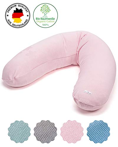 DEIN BIOSTILLKISSEN - 100% natürliches Stillkissen mit Bezug aus Bio-Baumwolle und Füllung aus Kapok. Perfekt als Lagerungskissen in der Schwangerschaft oder für Seitenschläfer (Rosa)