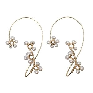 LASD 1 Pair Vintage Ear Cuff Earrings Wrap Around Ear Wrap Crawler Hook Earrings for Women Girls (Gold)