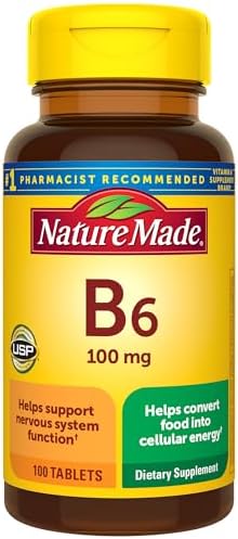Nature Made Vitamin B6 100mg, B6 Vitamins for Energy Metabolism S...