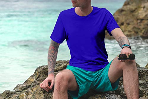 Miracle TM Neon Color High Visibility Athletic Sport Shirt - Mens Adult Blue Wicking Running T Shirt (XL) - Thumbnail 3