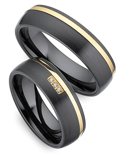 123traumringe Eheringe in Titan, Keramik & Gold I Partnerringe mit 3 Zirkonia & Etui I Gravierbare Eheringe mit Ringgröße 50-70 mm I Edle Verlobungsringe in 6 mm Breite & 2 mm Stärke I P39 123traumringe Eheringe in Titan, Keramik & Gold I Partnerringe mit 3 Zirkonia & Etui I Gravierbare Eheringe mit Ringgröße 50-70 mm I Edle Verlobungsringe in 6 mm Breite & 2 mm Stärke I P39