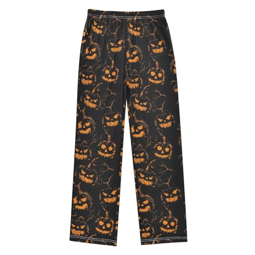 Pajama Pants Pumpkin Black Background PJ Bottoms Sleepwear Lounge Sleep Pant with Pockets
