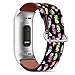 Mingdao Compatible with Fitbit Charge 4 / Charge 3 / Charge 3 SE Patterned Leather Replacement Band, (Neon Color Feather Pattern)