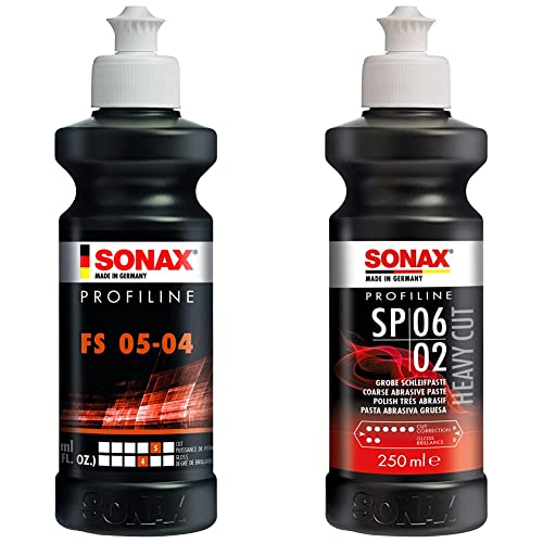 Pulimento SONAX PROFILINE FS 05-04 y pasta SP 06-02 libre de silicona para taller profesional