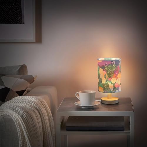 Lámpara de mesa colorida con cactus y flores para recámara miniatura 6