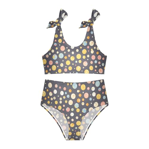 KLL Colorful Polka Dots Girls 2 Piece Bikini Set Beach Bathing Suit Swimwear Adjustable Strap3